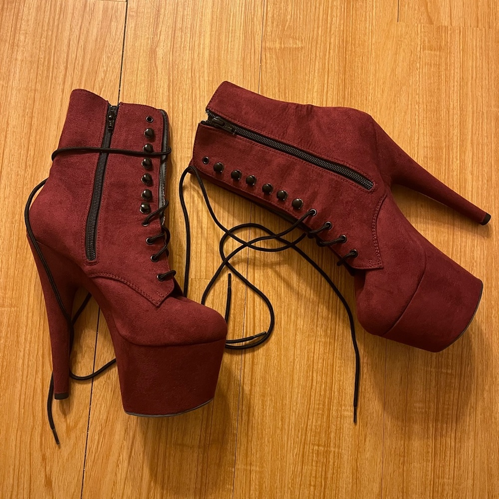 Pleaser lace up ankle boots